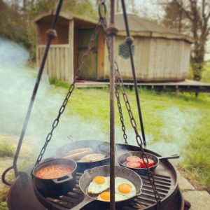breakfast outside ash yurt